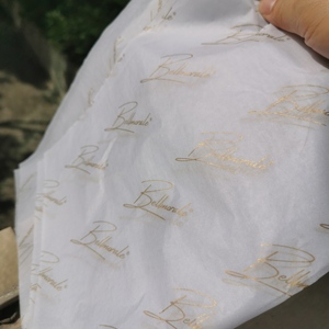 White Black <b>Paper</b> Luxury Branded 17gsm <b>Gold</b> Foil Printed Clothes Personalized Biodegradable <b>Tissue</b> Wrapping <b>Paper</b> Gift Packaging - Product Image 3