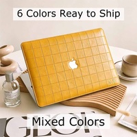 Étui rigide en cuir à carreaux marron imprimé léopard Yihe pour MacBook Air 2022 A2681 Macbook Pro