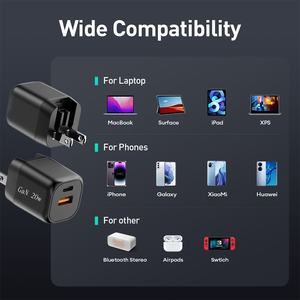 <span class=keywords><strong>Cargador</strong></span> portátil Gan de 20W y 18W, <span class=keywords><strong>cargador</strong></span> de viaje rápido PD de 20 vatios PD QC3.0 tipo de carga, <span class=keywords><strong>cargador</strong></span> USBC para <span class=keywords><strong>Redmi</strong></span> Iphone Galaxy S - Product Image 4