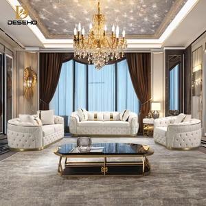 Direkt ab Werk Luxus Chesterfield Sofa-Garnitur Moderne Villa Wohnzimmermöbel <span class=keywords><strong>3</strong></span>-Sitzer Türkischer Italienischer Samt Geknöpftes Sofa - Product Image 6