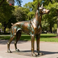Уличная ручная Литая Бронзовая Скульптура Dobermann Pinscher металлические статуи собаки для продажи садовой бронзовой статуи Doberman для продажи