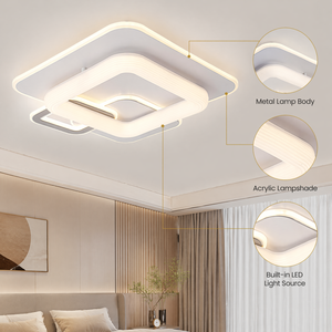 Modern Geometric Acrylic Iron Surface Mount Dimmable <b>Remote</b> <b>Control</b> Led <b>Ceiling</b> <b>Light</b> For Living Room Bedroom 140W 3Cct - Product Image 4