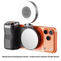 Support de téléphone portable avec poignée magnétique sans fil personnalisable, anneau lumineux LED portable 50 mAh avec éclairage magnétique pour téléphone mobile