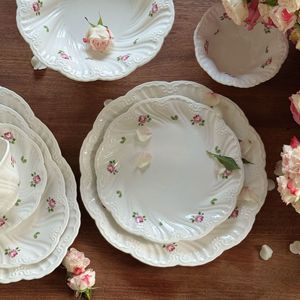 Ensemble de vaisselle en céramique en relief <span class=keywords><strong>Muse</strong></span> Rose français Design rétro pour hôtels-Vente en gros Bol Assiette Tasse à café avec assiette à dessert - Product Image 4