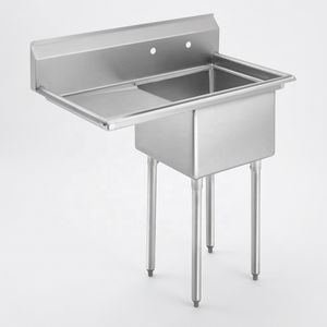 Lavello Compatto Salvaspazio in Acciaio Inox 304 <span class=keywords><strong>con</strong></span> Gocciolatoio a <span class=keywords><strong>Sbalzo</strong></span>, Lavello Multiuso per Caffetterie, Bar e Food Truck - Product Image 2