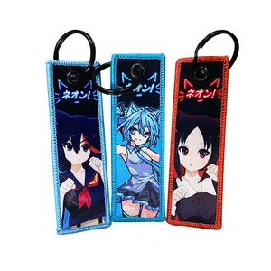 Porte-clés personnalisé moto voiture vol Anime Girl Keytag tissu Sexy tissé Anime Jet anneau porte-clés attaque sur Titan