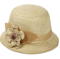 Chapeau de soleil en peluche quatre saisons pour femme, style haut-de-forme à grande fleur, 100 % polyester, matériau durable pour les fêtes des personnes d'âge moyen et âgées