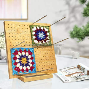 Planche de blocage en bois fabriquée à la main pour tricoter les amoureux du Crochet Granny Squares Stand Boîtes d'artisanat en bois en acier inoxydable Signes muraux - Product Image 4