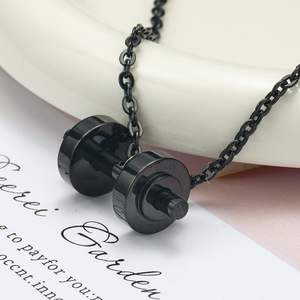 Cross-border <strong>Supply</strong> of Fashion Trend Titanium Steel Dumbbell Pendant Fitness Men's Personality Necklace <strong>Jewelry</strong> <strong>Manufacturers</strong> Di - Product Image 3