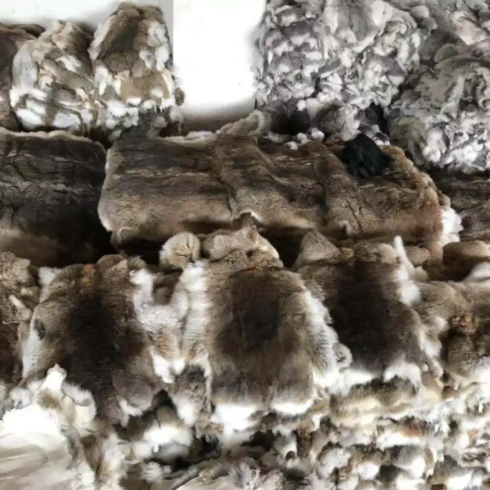 Wholesale price white chinchilla rabbit fur throw tanned rex skins