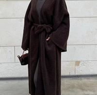 Abaya Hiver 2026 de Haute Qualité, Vêtement Femme Chaud en Laine Tricotée Épaisse, Robe Modeste Musulmane