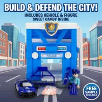 Jouet Station de Secours Urbaine à Succès avec Bonbons Comprimés 4G, Jouet Bonbons Station de Police et de Pompiers pour Garçons, Cadeau