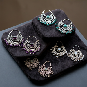 Best Selling <b>6mm</b> Silver Plated Beaded <b>Earrings</b> Trendy Natural Stone Brass <b>Hoop</b> Jewelry 's Top Choice for Party - Product Image 3