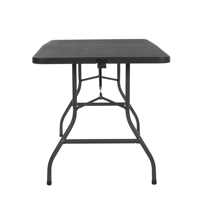 Meubles d'extérieur en vente chaude, table de banquet pliante rectangulaire en plastique noir portable et peu encombrante pour les événements