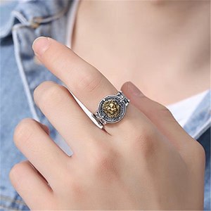 ビンテージオープンリング男性ヒーロー誇張男性リングヨーロッパライオンキング男性用および女性用トレンドオープン調整可能ファッションリング - Product Image 5