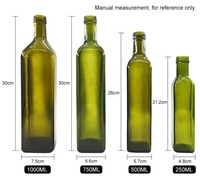 Botol Minyak Zaitun Kaca Persegi Food Grade dengan Tutup Plastik Anti Bocor, Botol Hijau Persegi Panjang Premium untuk Memasak di Dapur