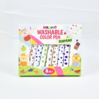 Ensemble de stylos de couleur lavables parfumés, 8 couleurs, papeterie mignonne, marqueurs à base d'eau non toxiques pour enfants, dessin, fournitures artistiques scolaires