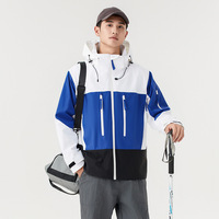 Veste de randonnée imperméable bicolore unisexe à capuche, coupe-vent pour l'alpinisme, le trekking et le camping