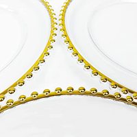Assiettes de présentation en plastique transparent avec bordure perlée, pour mariage, logo personnalisé, fête, assiette ronde moderne, plat de 13 pouces