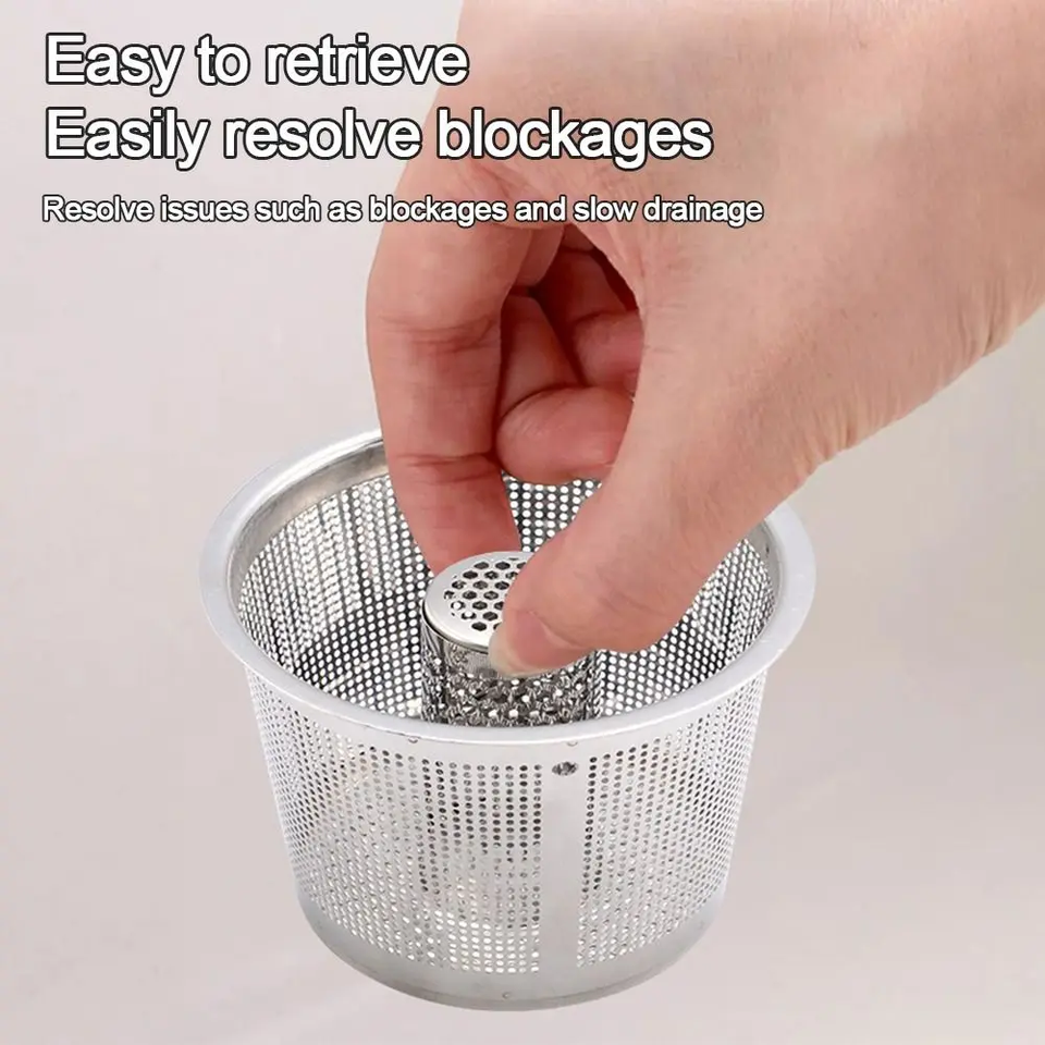 Stainless Steel Sink Strainer Round Shape Anti-blocking Drain Stopper ...
