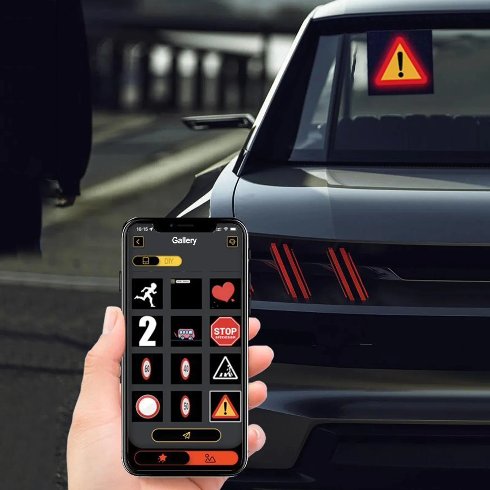 Led Display Auto Achterruit Mobiele Telefoon App Controle Full Color Grappige Expressie Led Scherm Scherm Scherm Slimme Auto Teken Lichten