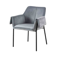 Chaise de salle à manger moderne avec cadre en fer, accoudoirs et revêtement en tissu, hauteur réglable - Garantie 1 an pour appartement, maison, bureau, hôtel