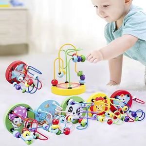 Puzzles éducatifs en bois faits à la main pour enfants de 6 mois et plus, avec labyrinthe à billes et cercles en bois pour garçons et filles - Product Image 2