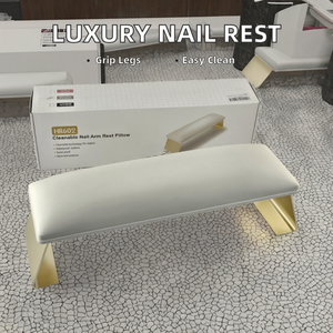 Tựa tay làm móng chuyên nghiệp cao cấp bằng da đen với chân hợp kim nhôm chống trơn, công nghệ dễ vệ sinh - Product Image 3