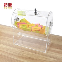 Tirelire et boîte à billets en acrylique écologique moderne TOYIN avec design personnalisable - Cage de rangement transparente à rotation