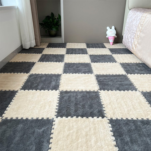 Alfombra de gateo para bebés, tapetes de piso entrelazados cuadrados antideslizantes, lavables, para sala de estar, tapetes de piso para niños, de fibra de poliéster, de color sólido - Product Image 2