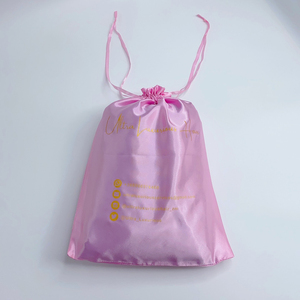 Professional Silk Packaging Bag Hair Extensions Custom Logo Printed Satin <b>Drawstring</b> <b>Pouch</b> for Jewelry and Gifts - Product Image 2