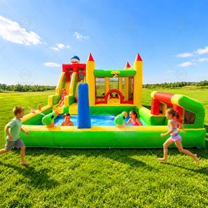 Château <span class=keywords><strong>gonflable</strong></span> Nairbag en PVC pour enfants, avec toboggan et piscine, idéal pour les fêtes et les jeux en extérieur dans le jardin - Product Image 1