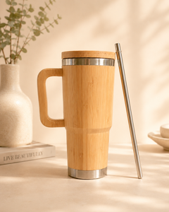 30oz Bamboo Tumbler with for Handle Custom Engraved Eco-Friendly Coffee <b>Mug</b> 6-12 Hours <b>Thermal</b> Insulation Skyjoy for Gifts - Product Image 4
