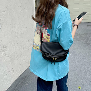 Pillow Bag Crossbody <b>Small</b> Women's <b>Chest</b> Bag Brown Zipper Closure Spring 2021 Portable Style - Product Image 4