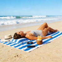 Premium Microfiber Beach Towel with Inflatable Pillow and Zip Pocket Sand Free Travel Towel Large Quick Dry Pool Towel