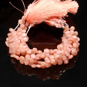 Natural <b>Peach</b> Moonstone Faceted Pear Briolette Beads 5x7mm Moonstone Wholesale Bulk Gemstone Bead Strand 6 Inch Jewelry Making - Product Image 1