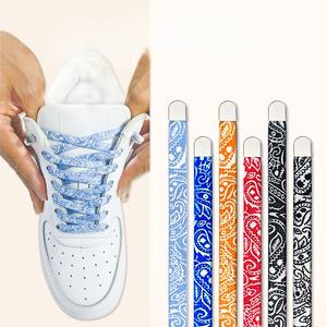 Lacets élastiques à motif floral 8 mm plats imprimés sans nœud pour baskets de sport, ajustement confortable, faciles à enfiler, accessoires de chaussures décontractées - Product Image 1