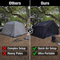 Tente de glamping gonflable noire de style sombre, personnalisable en gros (OEM), imperméable et coupe-vent, avec fournisseur d'usine