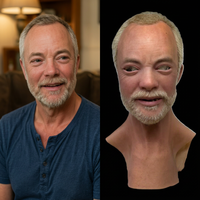 Masque de costume réaliste pour le visage humain, avec texture de peau réaliste, couvre-tête complet pour fête, cosplay, masque en silicone réaliste