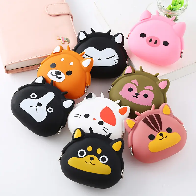 Mini monedero de silicona Kawaii de fábrica, cartera bonita, Animal de dibujos animados, bolsa de almacenamiento pequeña, monedero para niños