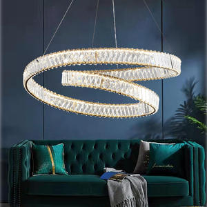 Modern LED Crystal Chandelier Home Decor Metal Led Gold Ring Pendant <b>Light</b> for <b>Dining</b> Table - Product Image 3