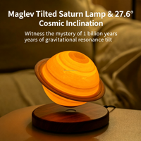 Lampe Saturne Flottante Créative, Décoration d'Intérieur, Ornement de Bureau, Cadeau, Lampe Saturne à Lévitation Magnétique, Rotation Automatique, Base en Bois