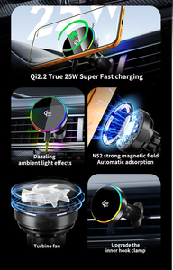 <span class=keywords><strong>Cargador</strong></span> Inalámbrico Magnético T14 de 25W con Certificación CE FCC Qi2.2, Ventilador de Refrigeración, Luz Ambiental RGB, Soporte para Coche, <span class=keywords><strong>Carga</strong></span> Rápida - Product Image 6