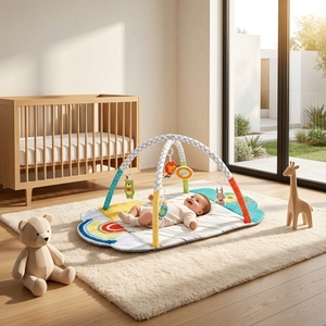 <span class=keywords><strong>Tapis</strong></span> <span class=keywords><strong>de</strong></span> jeu doux pour bébé avec arche amovible, matériaux rembourrés sécurisés, support pour le temps sur le ventre, jouets suspendus pour le développement des nouveau-nés et nourrissons - Product Image 1