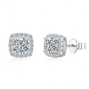 Dylam Classic Style Fine Jewelry S925 Silver Square Shape 5mm D VVS1 Moissanite Stone <b>Infinity</b> Love Dainty Stud <b>Earrings</b> - Product Image 4