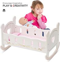 Berceau de poupée en bois de 18 pouces avec literie Mobilier de berceau éducatif à bascule pour filles