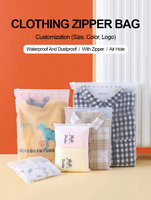 Sac en polyéthylène transparent givré avec fermeture éclair, logo personnalisé en plastique de haute qualité, pour l'emballage de vêtements et de sous-vêtements