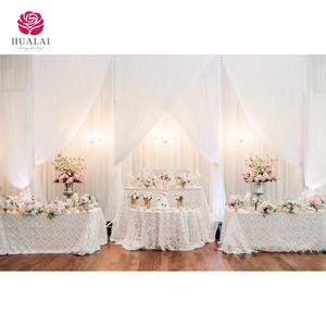 सफेद शिफॉन सरासर हाथीरी पृष्ठभूमि डिजाइन, शादी के लिए रोस की जेब के साथ 5*10 फीट - Product Image 3