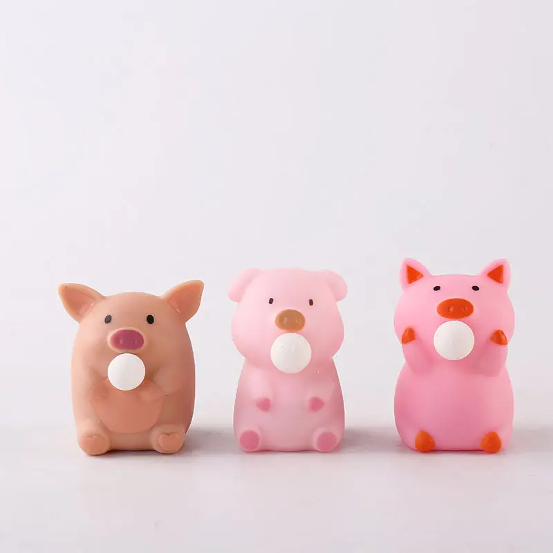 प्यारा शैली TPR स्क्विशी नरम खिलौने कार्टून जानवरों मजेदार Decompression के गुलाबी सुअर थूक बुलबुला खिलौने 2022