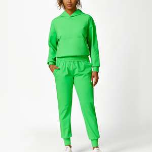 Sweat-shirts costume sweats à capuche surdimensionnés haut poche kangourou <span class=keywords><strong>cheville</strong></span> Leggings à revers avec poches latérales bas ensemble d'entraînement bande élastique - Product Image 2